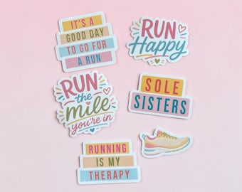 Running Stickers | Run Happy | Sole Sisters |Gift for Runner | Marathon runner stickers | Scrapbook stickers | Running Journal stickers