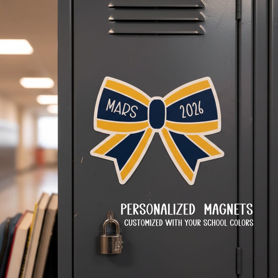 Personalized Bow Cheer Sticker or Magnet | Locker Magnet for Cheer ...