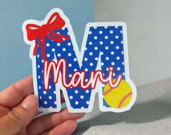 Personalized Softball Sticker or Magnet | Customized water bottle decal with school colors | Team Locker room | Custom name stickers