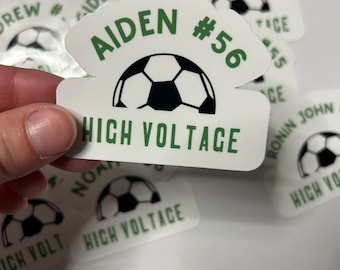 Paquetes de 10 pegatinas personalizadas de fútbol / Pegatinas con el nombre del equipo de fútbol / Calcomanías personalizadas de fútbol / Regalo para jugadores de fútbol / Regalo para equipos de fútbol