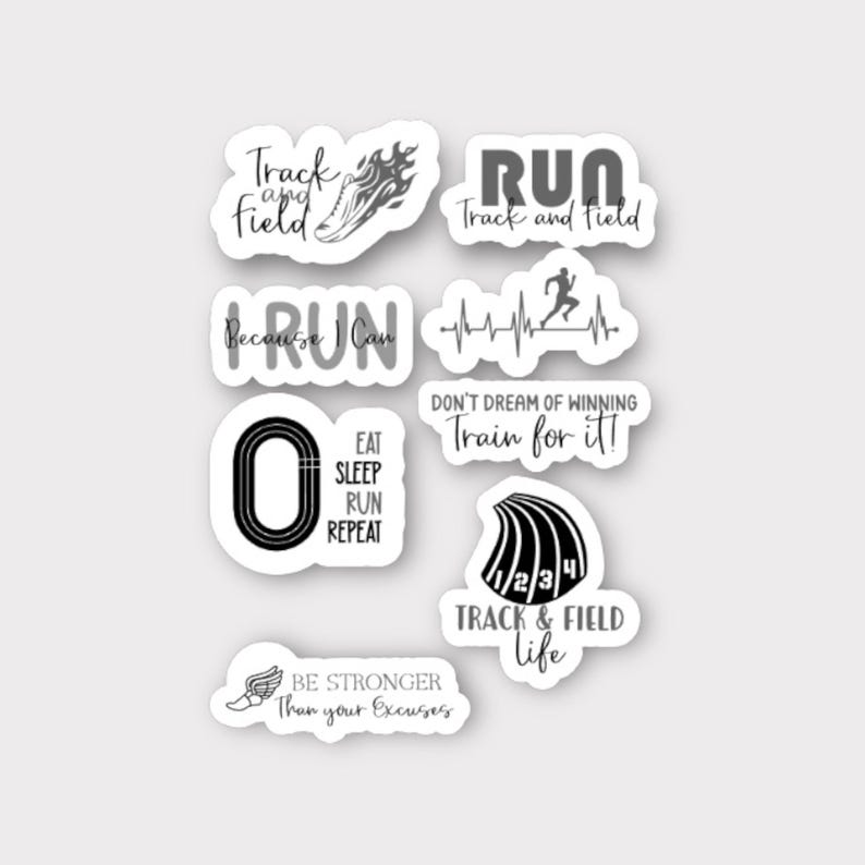 Track and Field Sticker Sets (8 Piece Set) Personalized to your school colors | Team Spirit Gifts | Senior night decor | Waterproof stickers image 2