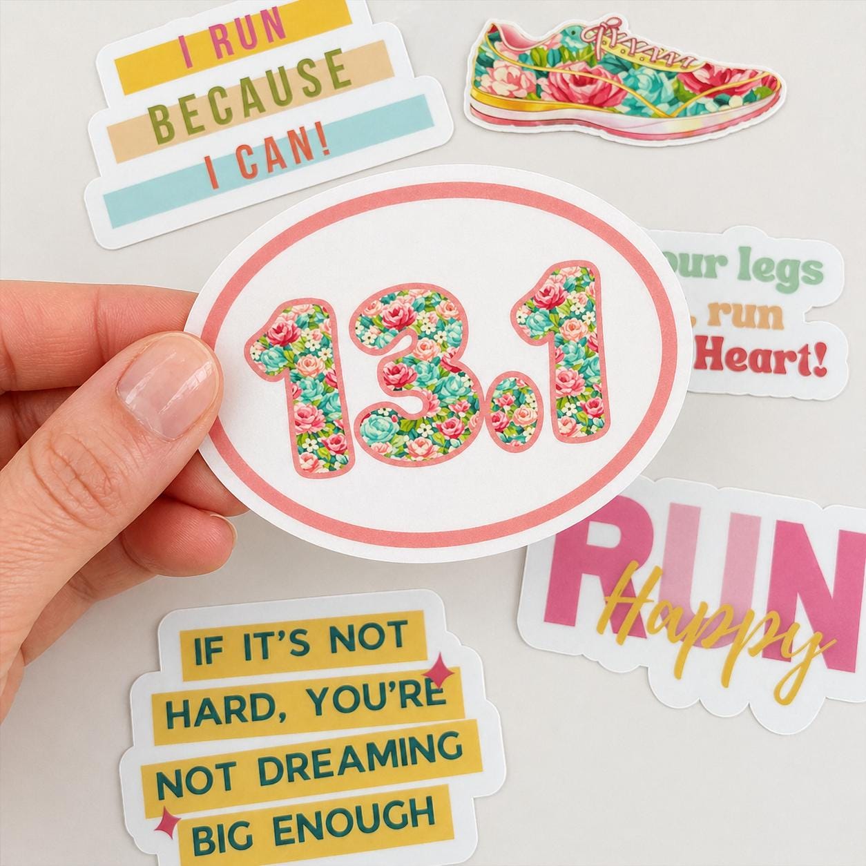 Run Happy Running Sticker | Running Sticker Set | Gift for Mom Runner ...