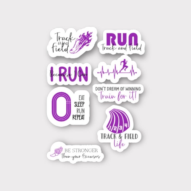 Track and Field Sticker Sets (8 Piece Set) Personalized to your school colors | Team Spirit Gifts | Senior night decor | Waterproof stickers image 4