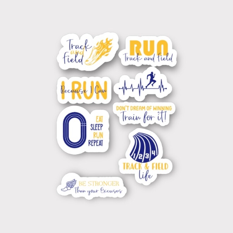 Track and Field Sticker Sets (8 Piece Set) Personalized to your school colors | Team Spirit Gifts | Senior night decor | Waterproof stickers image 9