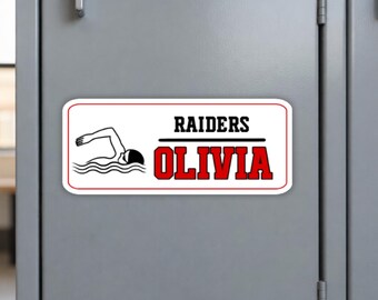 Personalized Swim Magnet | Swim Locker Room Decor | Swim Team School locker magnets | Custom Name magnets | Sports Team gifts