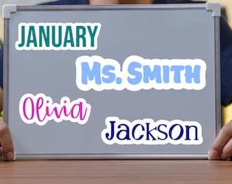 Custom Name Sticker or Magnet, Personalized Name Decal, Sports Team Name & Number, Teacher Name Magnet, Kids Name Sticker