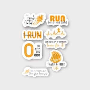 Track and Field Sticker Sets (8 Piece Set) Personalized to your school colors | Team Spirit Gifts | Senior night decor | Waterproof stickers image 5