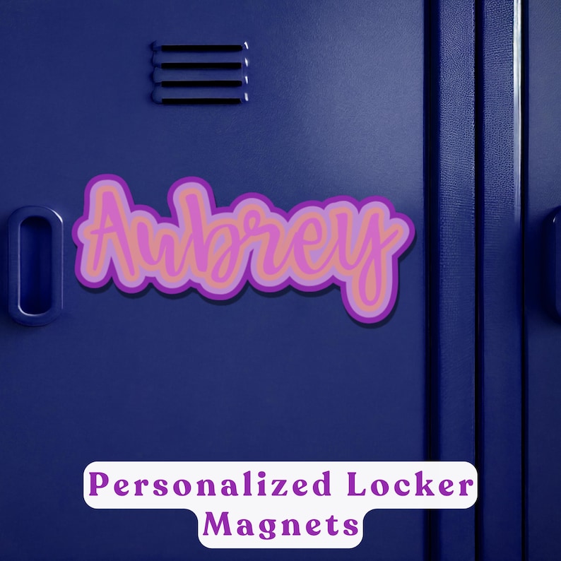 Personalized name magnet on locker