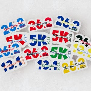 Sticker custom race gepersonaliseerde marathonsticker, cadeau 5k 10k loper, aangepaste marathonstickers