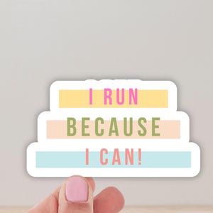 Pegatina o imán para corredores, Corro porque puedo, Regalo para corredores, Regalo para campo traviesa, Regalo para equipos de atletismo, Motivación para maratones, Pegatina para atletas