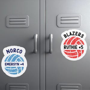 Personalized Volleyball Magnet for Locker | Volleyball team stickers | Team Spirit gifts | Locker magnets | School spirit week | Team gift
