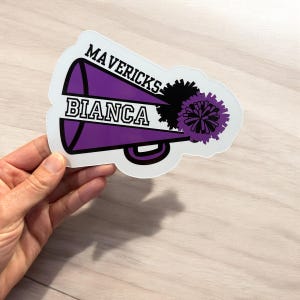 Spersonalizowany magnes na szafkę | Magnes na kubek | Niestandardowa nazwa prezentu dla cheerleaderek | Naklejka dla cheerleaderek | Prezent dla drużyny cheerleaderek