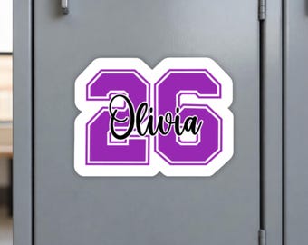 Personalized Softball Number Magnet or Sticker | Custom Athlete Locker Decor | Team Gift | Waterproof Sports Decal | Player Name Gift