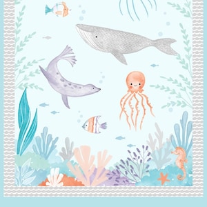 Underwater Whimsy 24&quot; Fabric Panel, Jo Taylor for Wilmington Prints, 75501-489, 100% Quilting Cotton