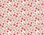 Bubble POP - Grid Flowers in Red- Small Floral Print - 1930 39 s Reproduction - Sandy Klop of American Jane - Moda Fabrics - 21763-11