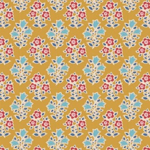 Tilda Jubilee Mustard Farm Blumen, Ton Finnanger, 110098, 100% Quilting Baumwolle Kontinuierlich geschnitten
