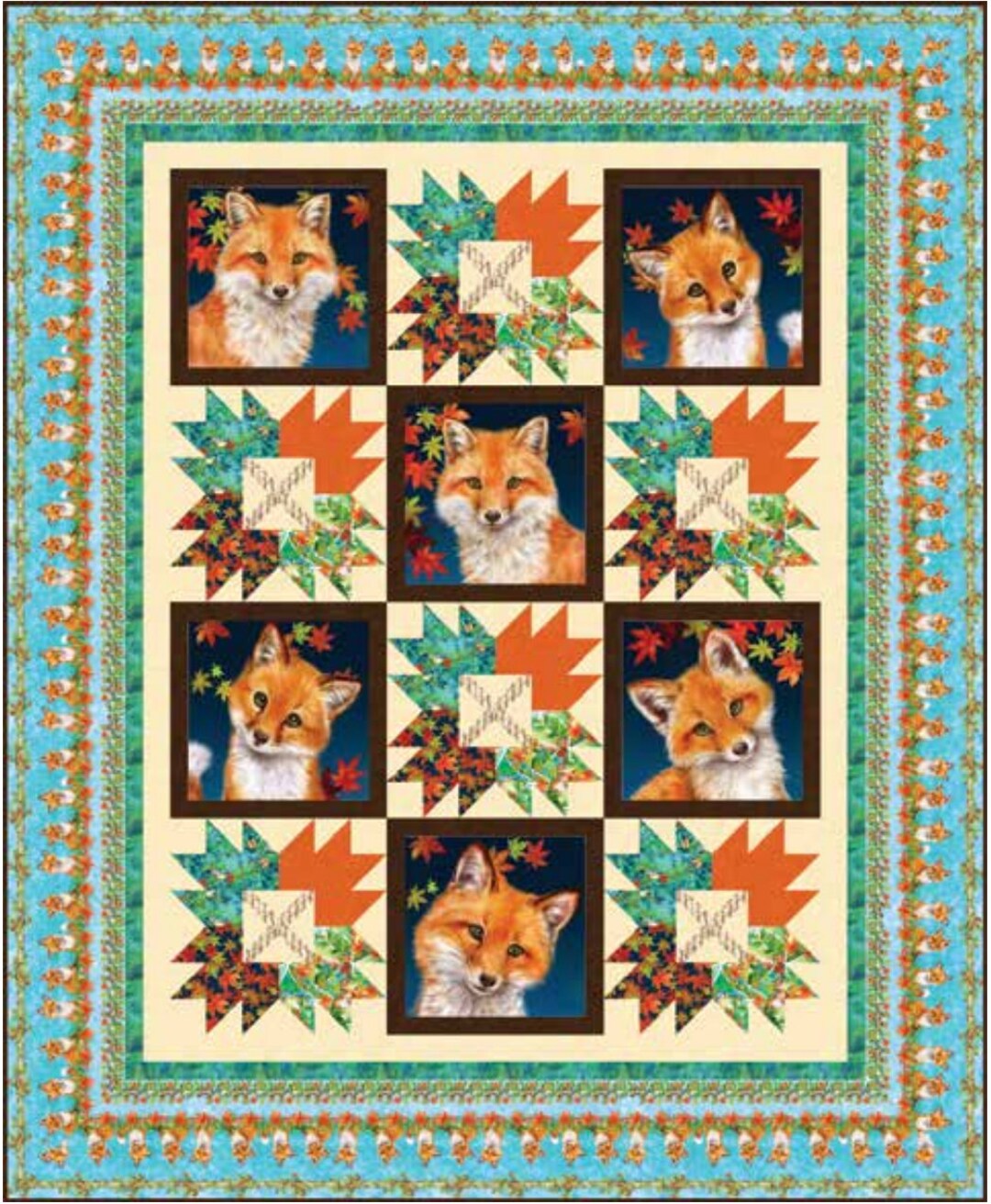 Auburn Fox Block Panel Quilt Kit Kayomi Harai for Studio E Etsy
