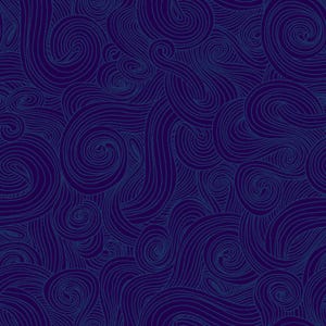 May include: A seamless pattern with a dark blue backdrop, overlaid with swirling, wavy lines in a lighter blue. The design creates a textured, flowing effect, evoking water or wind.