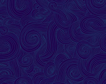 Just Color! Navy Blue Swirl Cotton Fabric, Studio E, 1351-NAVY