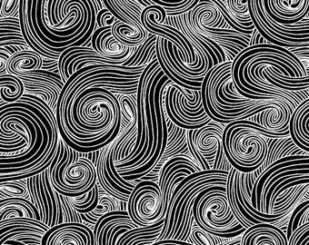 Just Color! Blackboard Swirl Cotton Fabric, Studio E, 1351-BLACKBOARD