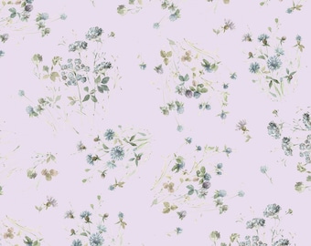 Purple Floral Cotton Fabric, Au Naturel by Lisa Audit for Wilmington Prints, 17817-647