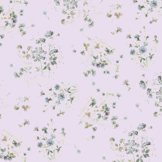 Purple Floral Cotton Fabric, Au Naturel by Lisa Audit for Wilmington Prints, 17817-647