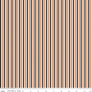 Halloween Stripe 1/8&quot; Vertical Stripe in Black Orange White - Riley Blake Designs - C495-HALLOWEEN