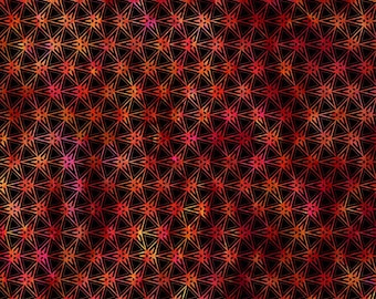 ジェイソン・イェンター作、赤い布に描かれたSF抽象画「星」 初めに 1