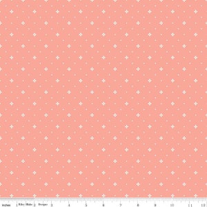 Hello Spring Coral Pink Ditsy, Sandy Gervais for Riley Blake Designs, C12966-CORAL, 100% Quilting Cotton Cut Continuous