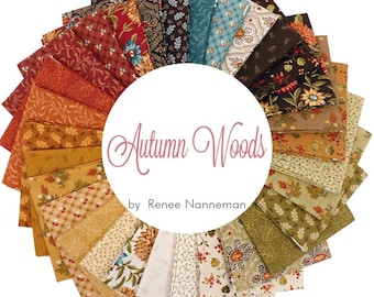 Autumn Woods Orange Oakleaf Cotton Fabric, Renee Nanneman for