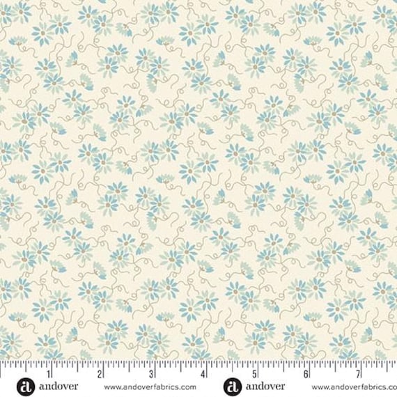 Cream Nimbus Daisy Chain Fabric, Sewing Bird by Laundry Basket