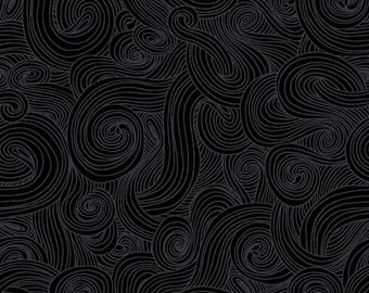 Just Color! Onyx Black Swirl Cotton Fabric, Studio E, 1351