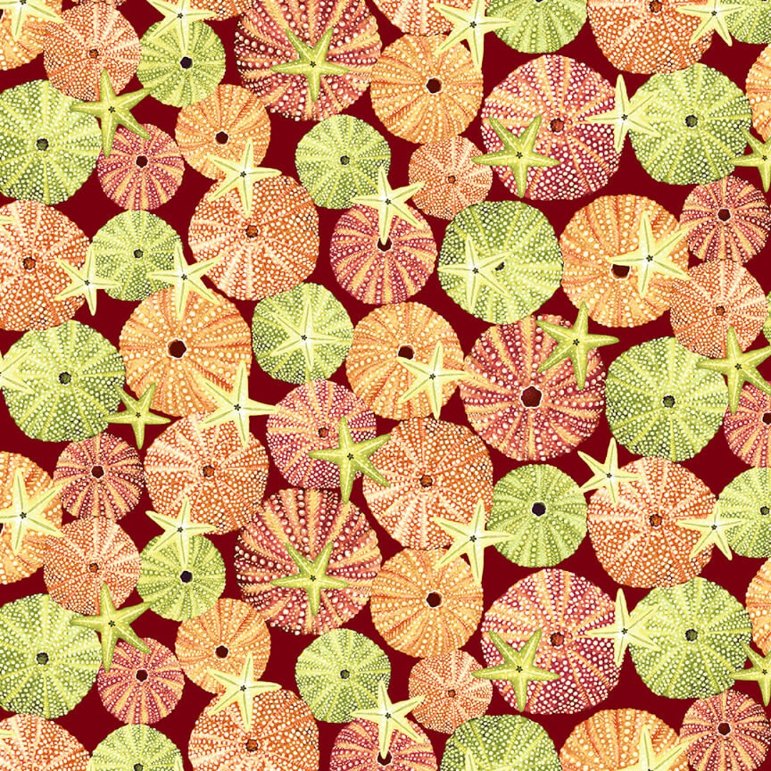 Diepblauwe zee-egels - Geoff Allen voor Studio E Fabrics - 5787-88 - 100%  quiltkatoen doorlopend gesneden - Etsy België, image size:1080x1080