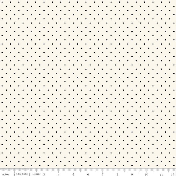 Fleur Noire Polka Dot Cream, My Mind's Eye for Riley Blake Designs, C12528-Cream, 100% Quilting Cotton Cut Continuously