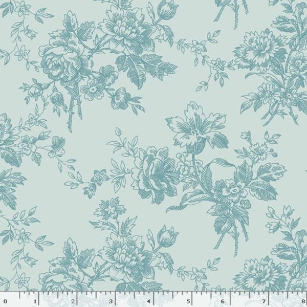 Blue Toile Fabric Etsy