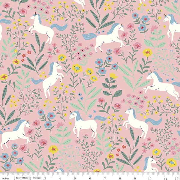 Unicorns Flannel on Pink - Riley Blake Designs - F12000-PINK - 100% Cotton Cut Continuously