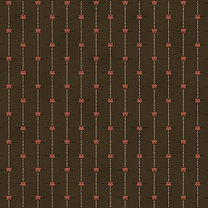 Chocolate Covered Cherries Brown Striped Heart Blossoms, Kim Diehl for Henry Glass Fabrics, 198-33, 100% Quilting Cotton