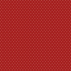 May include: A red background with a white polka dot pattern.