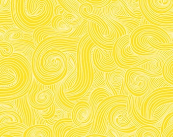 Just Color! Sunshine Yellow Swirl Cotton Fabric, Studio E, 1351