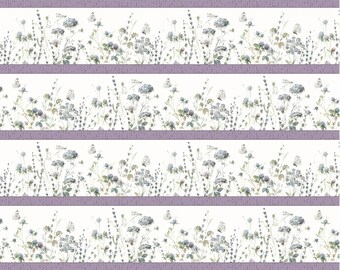 Au Naturel Border Stripe Cotton Fabric, Lisa Audit for Wilmington Prints, 17816-167