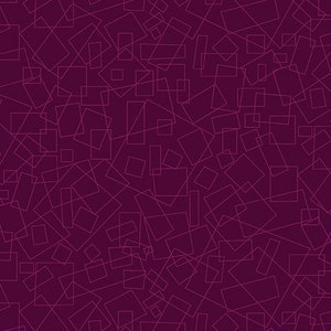 May include: Abstract geometric pattern with a dark purple background and a white outline of overlapping squares and rectangles.