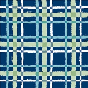 Forest Friends Fat Quarters: Navy & Green Plaid Quilting Cotton, Audrey Jeanne Roberts for 3 Wishes Fabrics - 18678-NVY