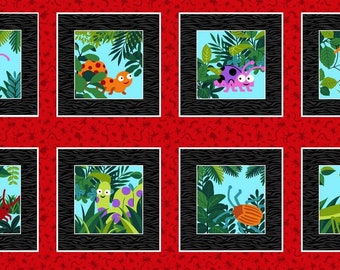 Black/Red 24" Block Panel, I'm Buggin' Out by Studio E Fabrics, 5768-89