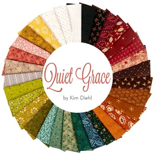 Quiet Grace Fat Eighth or Fat Quarter Fabric Bundles, Kim Diehl for Henry Glass Fabrics, 32 Hand Cut Prints, 100% Quilting Cotton