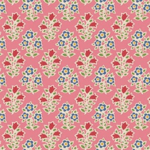 Tilda Jubilee Pink Farmblumen, Ton Finnanger, 110097, 100% Quilting Cotton Kontinuierlich geschnitten