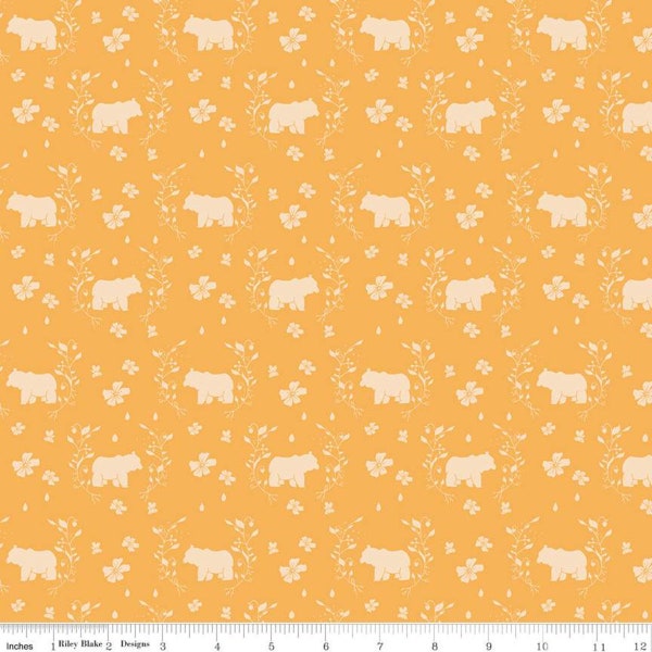 Strawberry Honey Bears Creamsickle Orange, Gracey Larson for Riley Blake Designs, C10243-CREAMSICKLE, 100% Cotton Cut Continuously