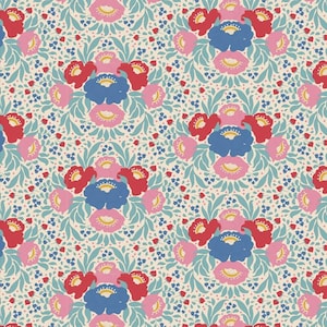 Tilda Jubilee Teal Autumn Bouquet, Tone Finnanger, 100558, 100% Quilting Cotton Cut Continuously