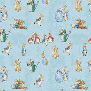 The Tale of Peter Rabbit Blue Main, Riley Blake Designs, C14700-BLUE, 100% Cotton Cut Continuously