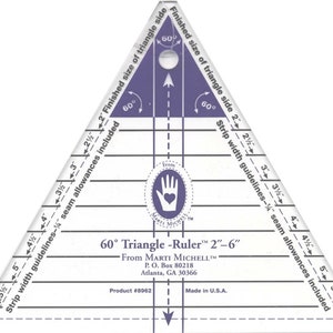 60 Degree Triangle Quilt Ruler by Marti Michell, 2" to 6", MM8962