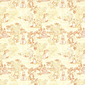 Madame Fleur Toile Yellow, Jera Brandvig for Lecien Fabrics - 705904-50 - 100% Quilting Cotton Cut Continuously